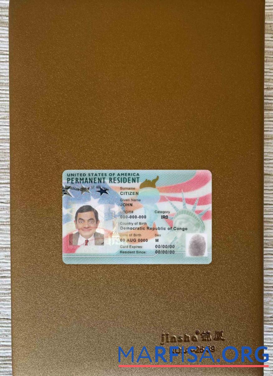 Downloadable USA green card, permanent resident card (2020 – present) photolook FRONT real example